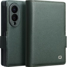 Coque Samsung Galaxy Z Fold8 Wide - Flip Qialino Full grain Wallet cuir v&eacute;ritable mat avec fermeture magn&eacute;tique - Cyan