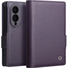 Coque Samsung Galaxy Z Fold8 Wide - Flip Qialino Full grain Wallet cuir v&eacute;ritable mat avec fermeture magn&eacute;tique - Violet