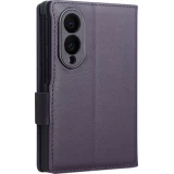 Coque Samsung Galaxy Z Fold8 Wide - Flip Qialino Full grain Wallet cuir v&eacute;ritable mat avec fermeture magn&eacute;tique - Violet