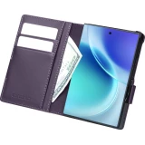 Coque Samsung Galaxy Z Fold8 Wide - Flip Qialino Full grain Wallet cuir v&eacute;ritable mat avec fermeture magn&eacute;tique - Violet