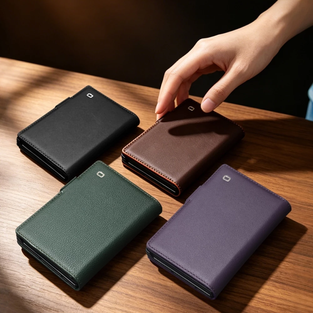 Coque Samsung Galaxy Z Fold8 Wide - Flip Qialino Full grain Wallet cuir v&eacute;ritable mat avec fermeture magn&eacute;tique - Violet