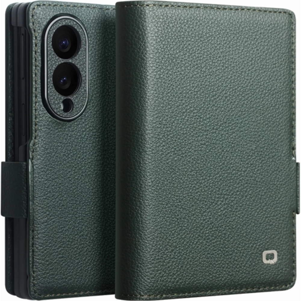 Coque Samsung Galaxy Z Fold8 Wide - Flip Qialino Full grain Wallet cuir v&eacute;ritable mat avec fermeture magn&eacute;tique - Violet