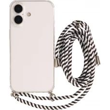Hülle iPhone 17 - Gummi transparent mit Seil - Weiss / Schwarz