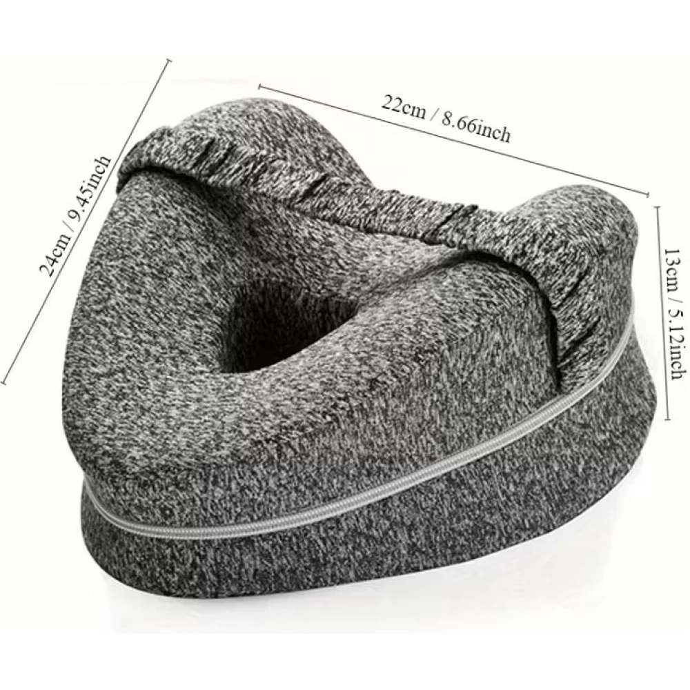 Coussin de jambe ergonomique &agrave; m&eacute;moire de forme avec sangle oreiller de genou pour dormeurs lat&eacute;raux housse lavable - Blanc