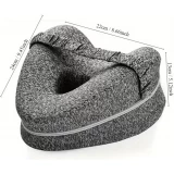Coussin de jambe ergonomique &agrave; m&eacute;moire de forme avec sangle oreiller de genou pour dormeurs lat&eacute;raux housse lavable - Blanc