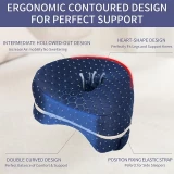 Coussin de jambe ergonomique &agrave; m&eacute;moire de forme avec sangle oreiller de genou pour dormeurs lat&eacute;raux housse lavable - Blanc