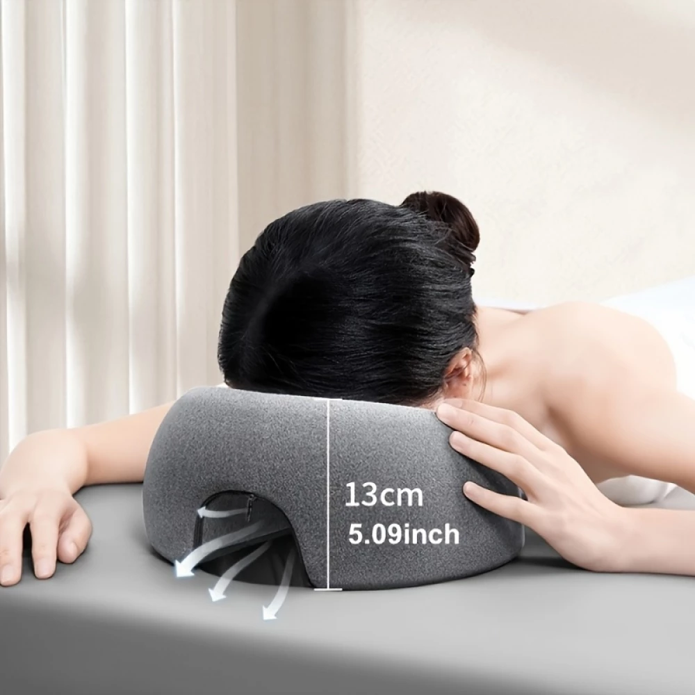 U-förmiges Gesichts-Massagekissen für Kopf- und Nackenentspannung - Grau