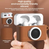 Design appareil photo vintage avec mousqueton en silicone - Noir - AirPods 4