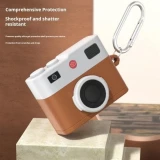 Design appareil photo vintage avec mousqueton en silicone - Noir - AirPods 4