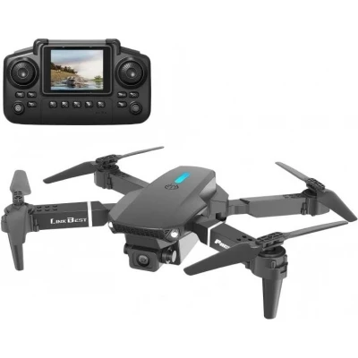Drone E88 Nova avec télécommande écran 2.4 pouces éclairage RGB caméra HD transmission vidéo en temps réel et atterrissage automatique - Noir