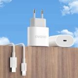 Dudao A14C chargeur mural USB-C PD 20W avec c&acirc;ble (1m USB-C) - Blanc