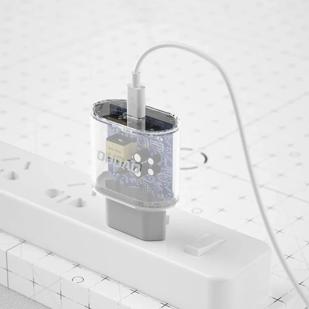 Dudao A14C chargeur mural USB-C PD 20W avec c&acirc;ble (1m USB-C) - Blanc