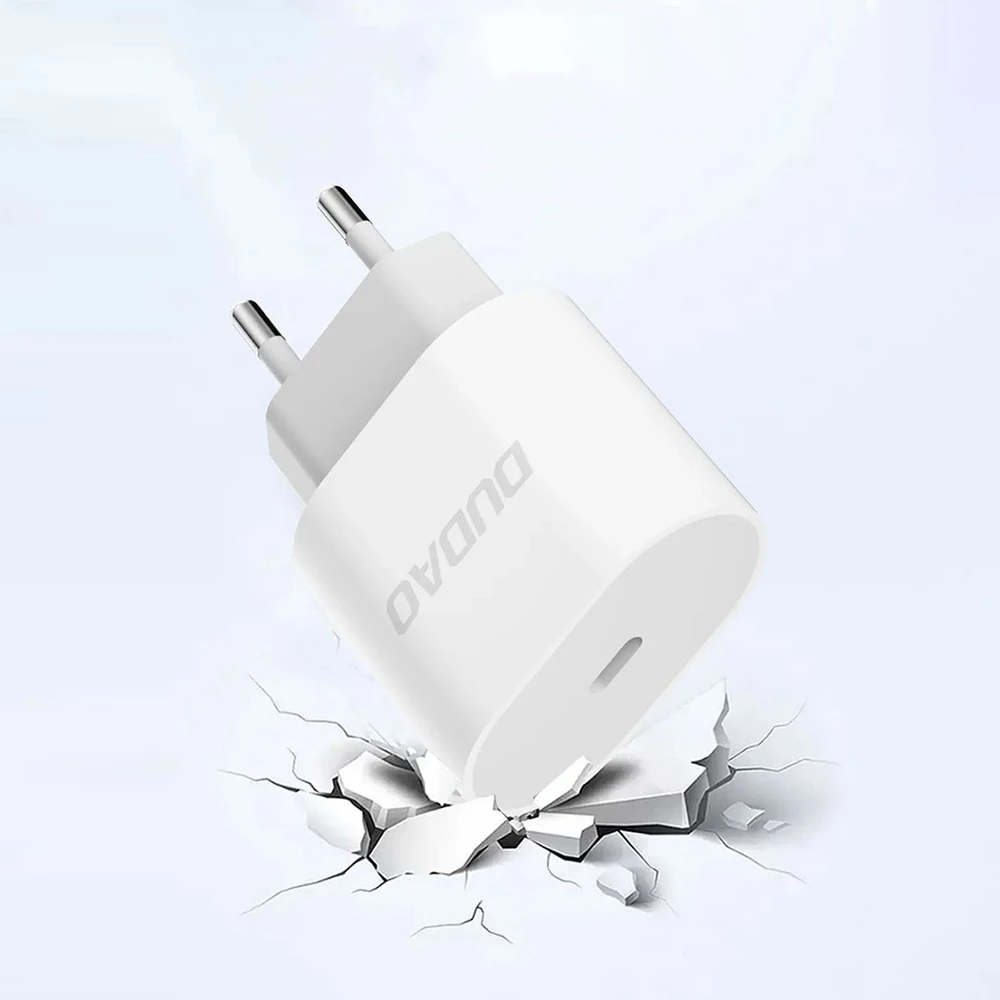 Dudao A14C chargeur mural USB-C PD 20W avec c&acirc;ble (1m USB-C) - Blanc