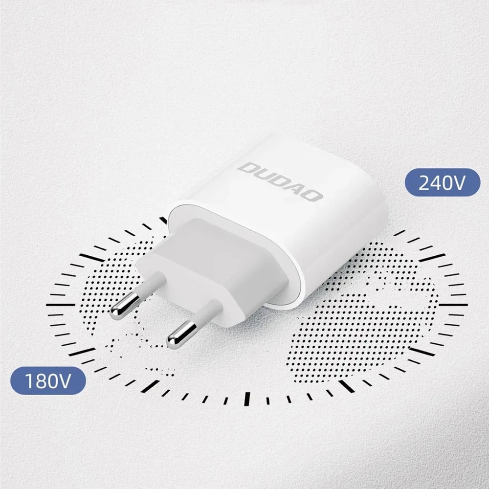Dudao A14C chargeur mural USB-C PD 20W avec c&acirc;ble (1m USB-C) - Blanc