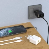 Dudao A23L 2.4A chargeur mural USB-A GaN avec c&acirc;ble USB-A vers Lightning - Blanc
