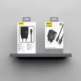 Dudao A23L 2.4A chargeur mural USB-A GaN avec c&acirc;ble USB-A vers Lightning - Noir