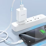 Dudao A4EUL chargeur mural USB-A 2.1A avec c&acirc;ble Lightning pour iPhone et appareils compatibles - Blanc