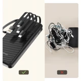 Dudao K11 batterie externe 10000mAh avec c&acirc;bles int&eacute;gr&eacute;s Powerbank portable - Noir