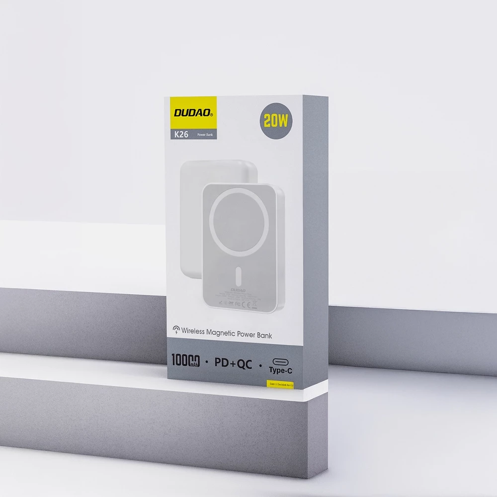 Dudao K26 10000mAh 20W batterie externe USB-A / USB-C Powerbank MagSafe - Blanc