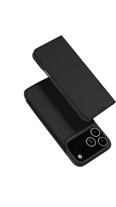 iPhone 17 Pro Case H&uuml;lle - Dux Ducis Skin Pro - Schwarzes PU- und TPU-flexibles Kunstleder mit Kartenfach und Klappe