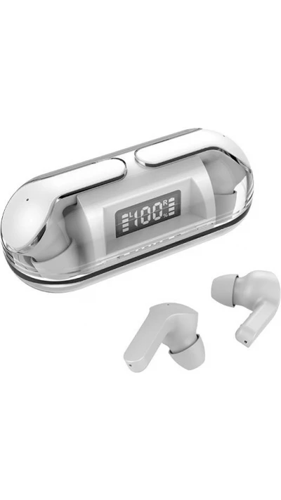 &Eacute;couteurs Bluetooth F80 Q26 Pro TWS avec &eacute;cran LED autonomie longue pour sport et jeu - Blanc