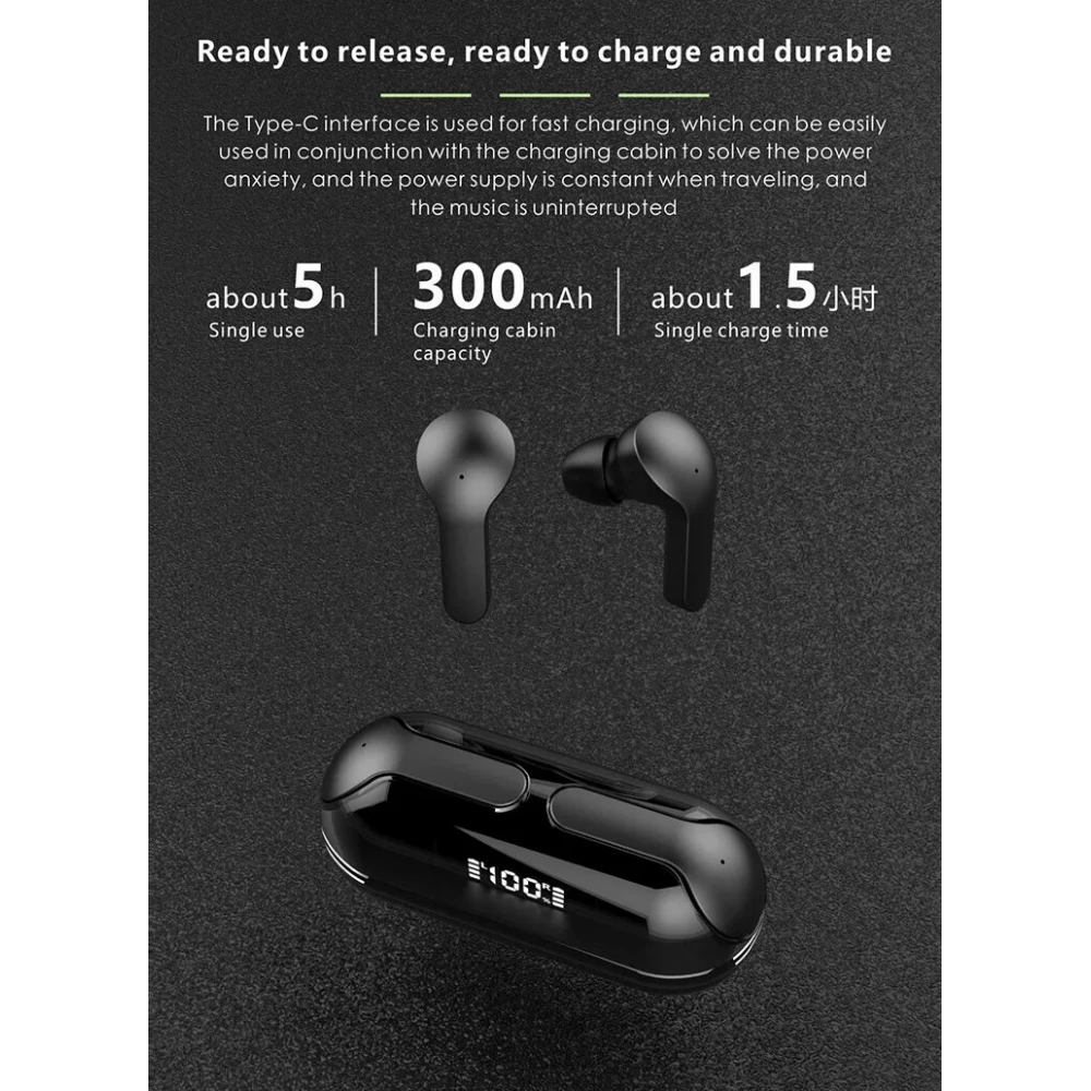 &Eacute;couteurs Bluetooth F80 Q26 Pro TWS avec &eacute;cran LED autonomie longue pour sport et jeu - Vert