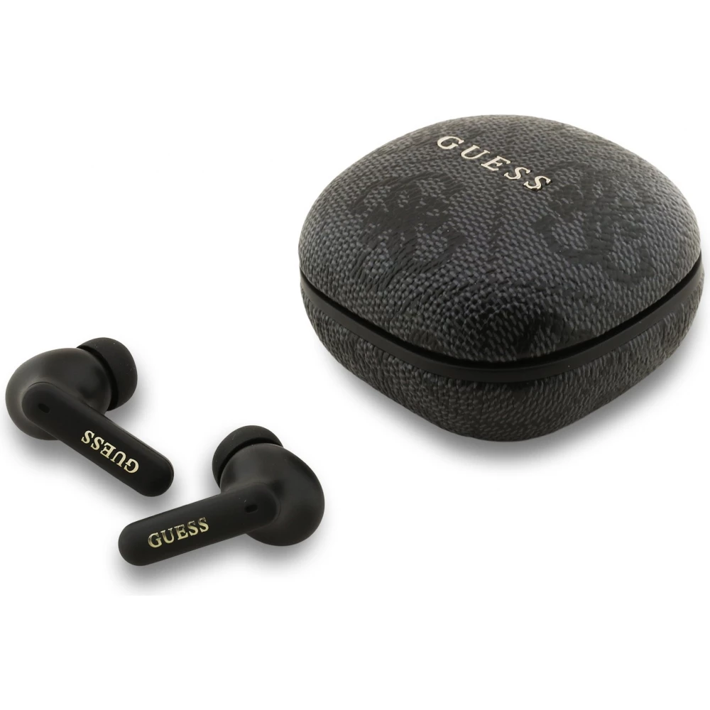 &Eacute;couteurs Bluetooth Guess PU 4G Script Logo ENC TWS assistant vocal et autonomie 16h - Noir
