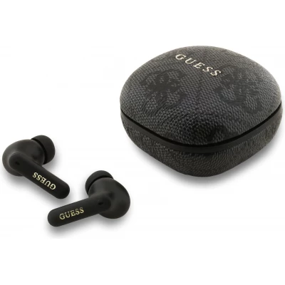 &Eacute;couteurs Bluetooth Guess PU 4G Script Logo ENC TWS assistant vocal et autonomie 16h - Noir