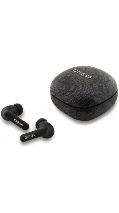 Bluetooth Kopfh&ouml;rer Guess PU 4G Script Logo ENC TWS mit Sprachassistent und 16h Akkulaufzeit - Schwarz