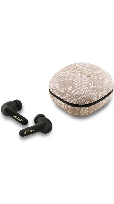 &Eacute;couteurs Bluetooth Guess PU 4G Script Logo ENC TWS assistant vocal et autonomie 16h - Rose