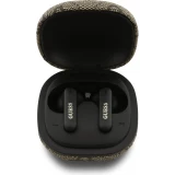Bluetooth Kopfh&ouml;rer Guess PU 4G Script Logo ENC TWS mit Sprachassistent und 16h Akkulaufzeit - Braun
