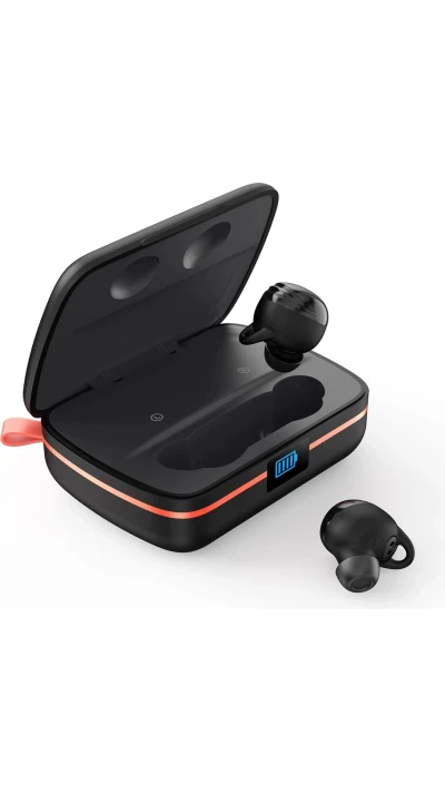 Bluetooth TWS Wasserdichte Kopfh&ouml;rer mit Solarpanel und 2500mAh Powerbank BH-T05 - Schwarz