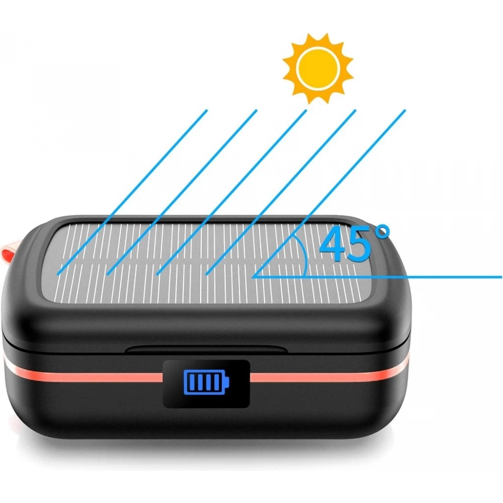 &Eacute;couteurs Bluetooth TWS &eacute;tanches avec panneau solaire et batterie externe 2500mAh BH-T05 - Noir