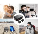 &Eacute;couteurs Bluetooth TWS &eacute;tanches avec panneau solaire et batterie externe 2500mAh BH-T05 - Noir