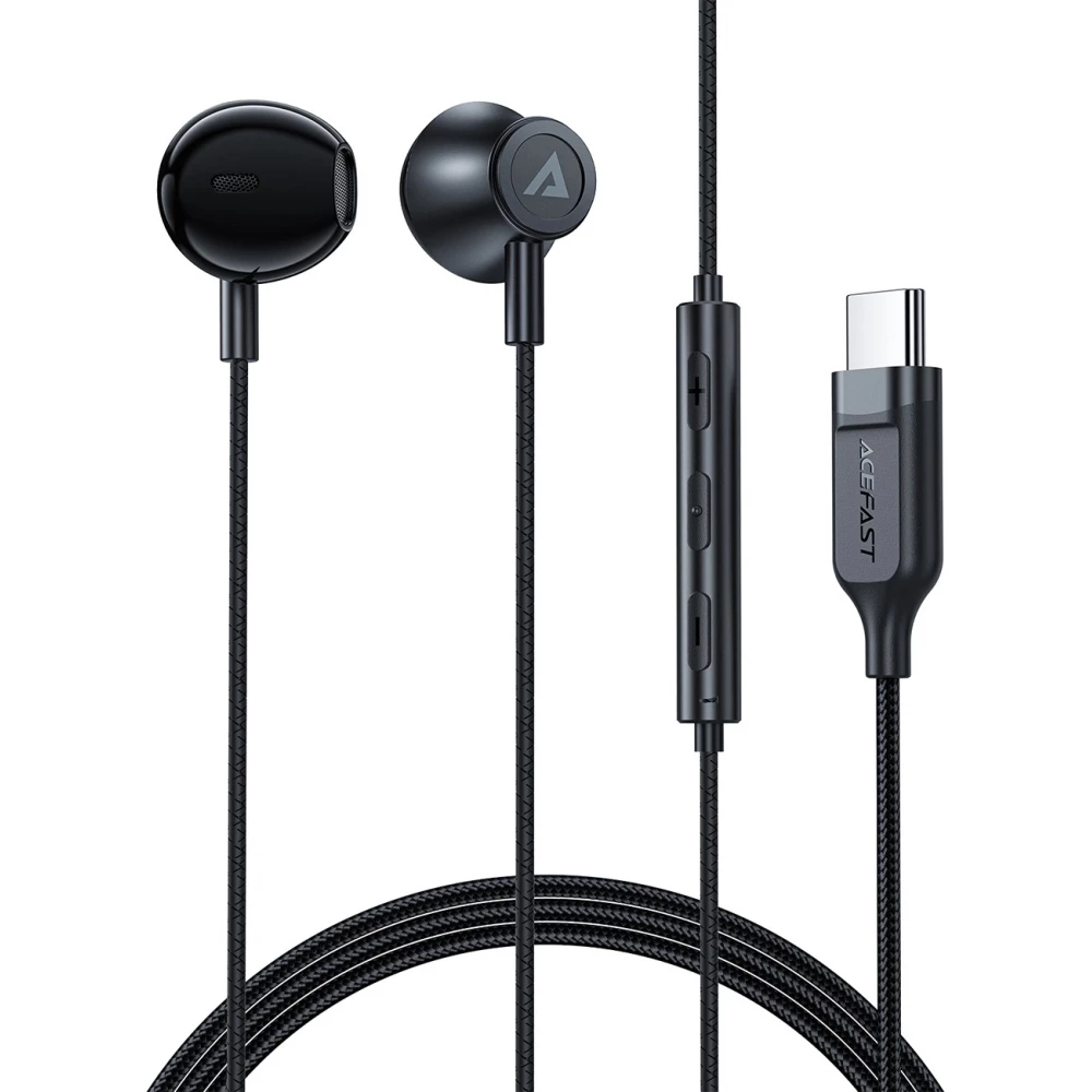 &Eacute;couteurs intra-auriculaires Acefast L2 avec connecteur USB-C microphone et t&eacute;l&eacute;commande 1.2 m - Noir