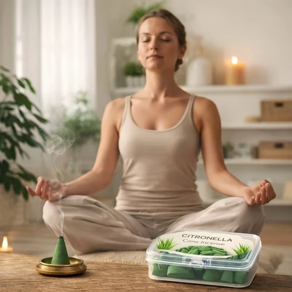 Zitronengras R&auml;ucherkegel gegen M&uuml;cken nat&uuml;rlicher Duft f&uuml;r Meditation Yoga Schlafzimmer B&uuml;ro Entspannung (12 St&uuml;ck) - Gr&uuml;n