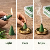 Zitronengras R&auml;ucherkegel gegen M&uuml;cken nat&uuml;rlicher Duft f&uuml;r Meditation Yoga Schlafzimmer B&uuml;ro Entspannung (12 St&uuml;ck) - Gr&uuml;n
