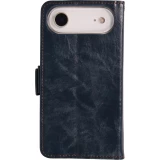 Etui cuir iPhone Air - Flip Wallet en cuir véritable avec stripe design et compartiment à cartes - Bleu