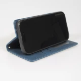 iPhone Air Leder Tasche - Flip Wallet vintage mit Magnetverschluss und Kartenhalter - Blau