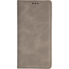 Leder Tasche Case iPhone Air - Flip Wallet vintage mit Magnetverschluss und Kartenhalter - Grau