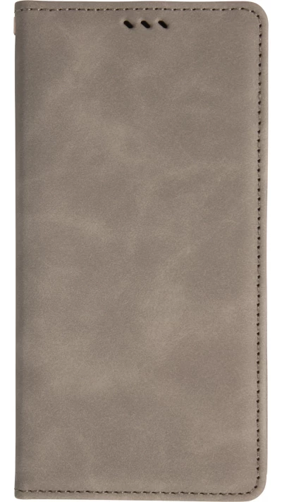Leder Tasche Case iPhone Air - Flip Wallet vintage mit Magnetverschluss und Kartenhalter - Grau