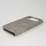 Leder Tasche Case iPhone Air - Flip Wallet vintage mit Magnetverschluss und Kartenhalter - Grau