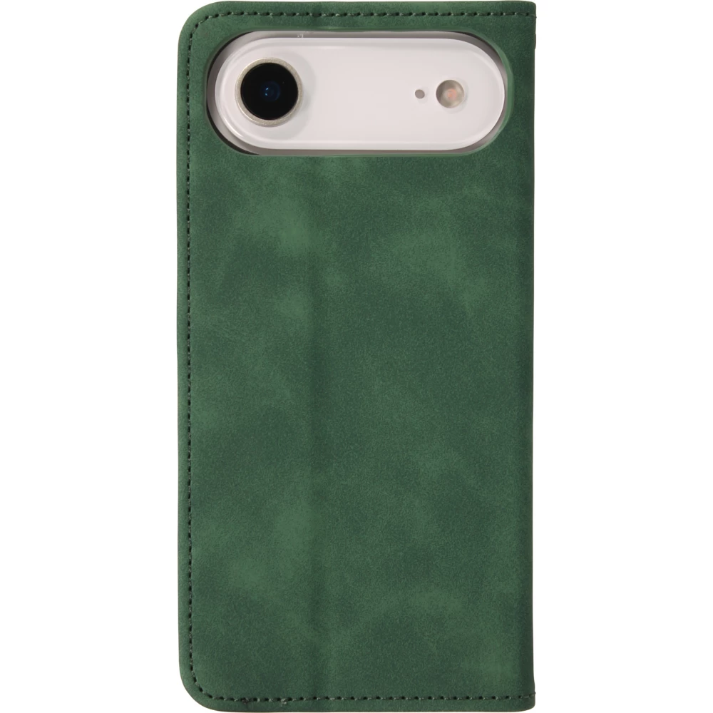 Leder Tasche Case iPhone Air - Flip Wallet vintage mit Magnetverschluss und Kartenhalter - Dunkelgrün