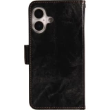 Etui cuir iPhone 17 - Flip Wallet en cuir véritable avec stripe design et compartiment à cartes - Noir