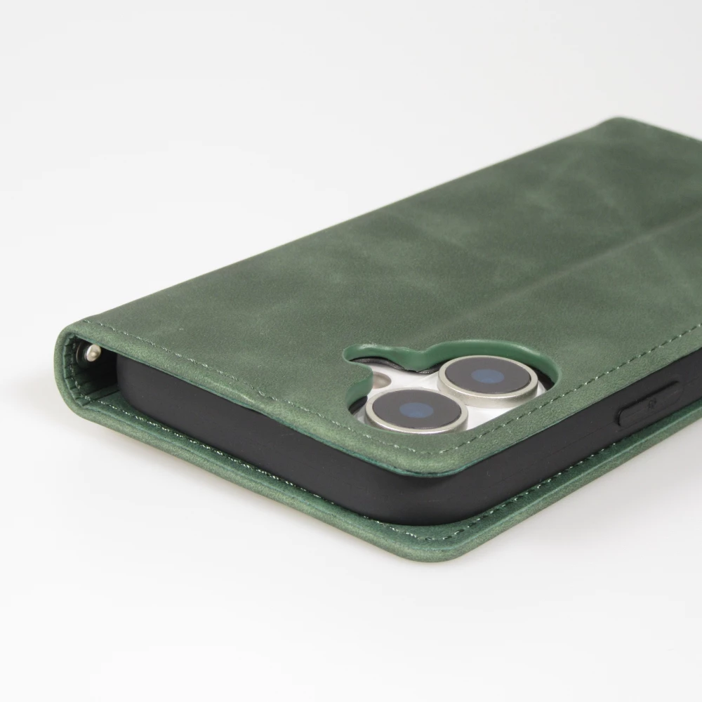 Etui cuir Samsung Galaxy S25 Edge - Flip Wallet vintage avec fermeture aimantée et compartiment cartes - Vert foncé
