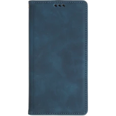 iPhone 17 Pro Leder Tasche - Flip Wallet vintage mit Magnetverschluss und Kartenhalter - Blau