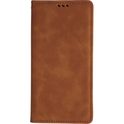 Etui cuir iPhone 17 Pro - Flip Wallet vintage avec fermeture aimantée et compartiment cartes - Brun