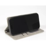 Etui cuir iPhone 17 Pro - Flip Wallet vintage avec fermeture aimantée et compartiment cartes - Gris