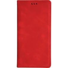 Etui cuir iPhone 17 Pro - Flip Wallet vintage avec fermeture aimantée et compartiment cartes - Rouge