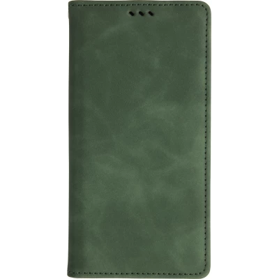Leder Tasche Case iPhone 17 Pro - Flip Wallet vintage mit Magnetverschluss und Kartenhalter - Dunkelgrün